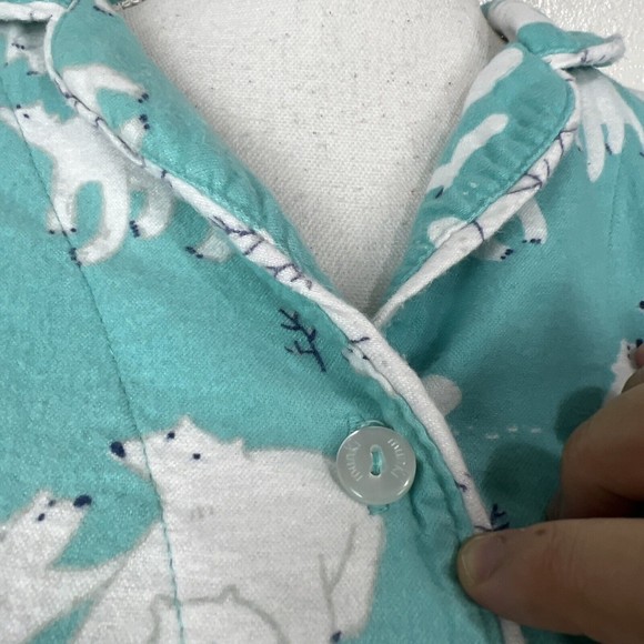 Munki Munki Pajama Top Women Small Sleep Button Up Long Sleeve Polar Bear Fleece - Picture 11 of 15